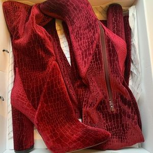 Aldo red thigh high boots- brand new
